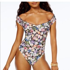 LUCKY BRAND NWOT Floral Late Bloomer One Piece Swimsuit Size Medium